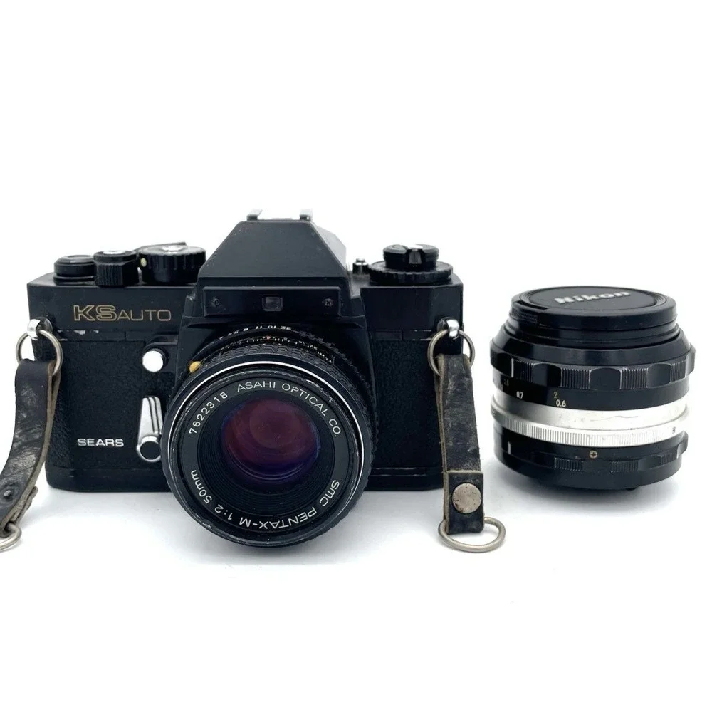 VTG SearsKS Auto 35mm SLR Camera Asahi Pentax 50mm f/2 Lens+Nikkor 50mm f/1.4